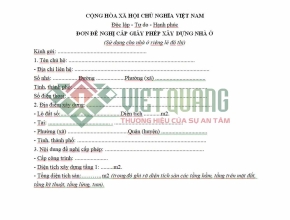 Mẫu đơn xin phép xây dựng nhà ở 