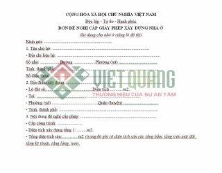 Mẫu đơn xin phép xây dựng nhà ở 